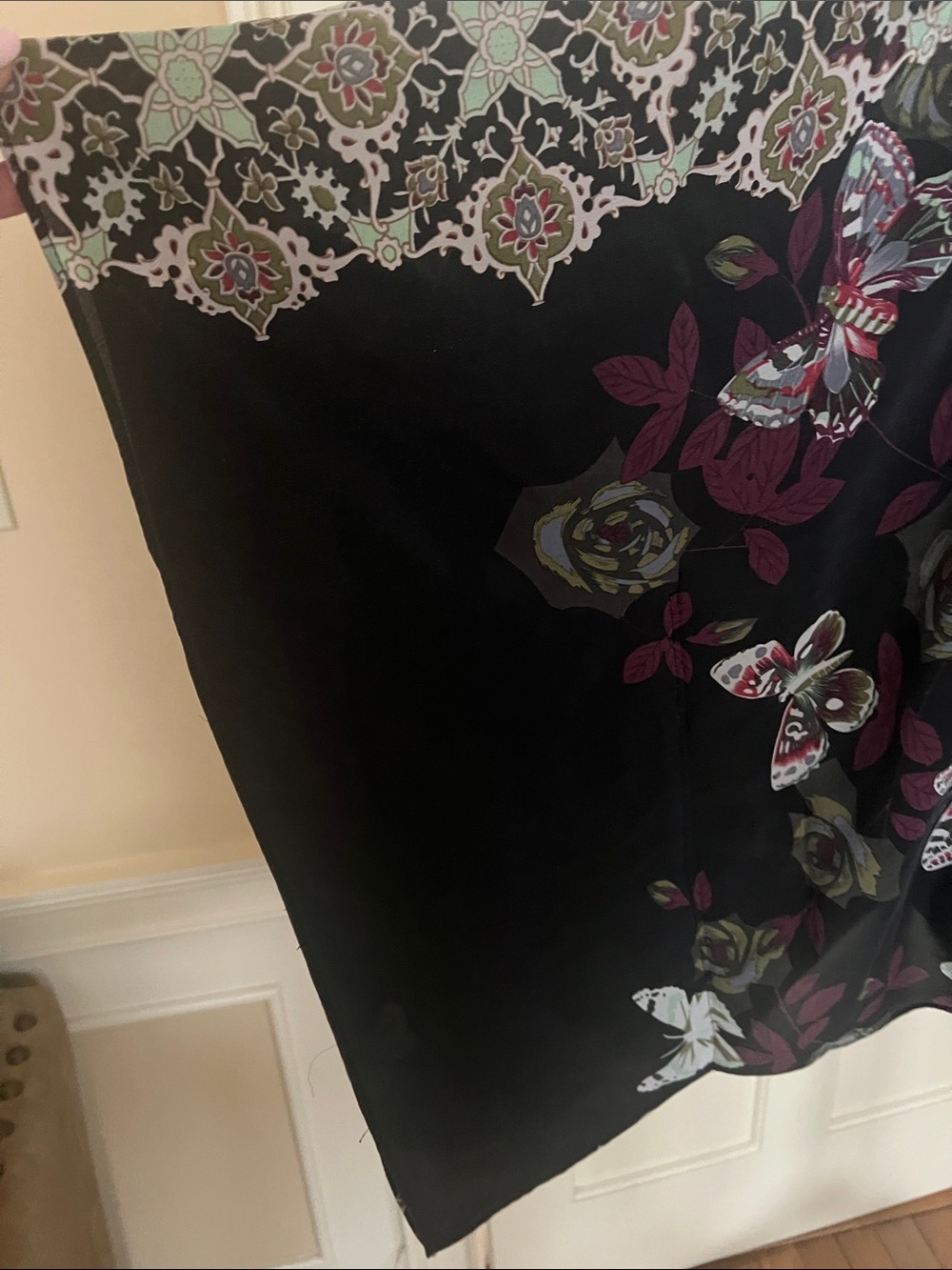 Citron Black Floral & Butterfly Tunic with Lace-Print Sleeves - Picture 2 of 6